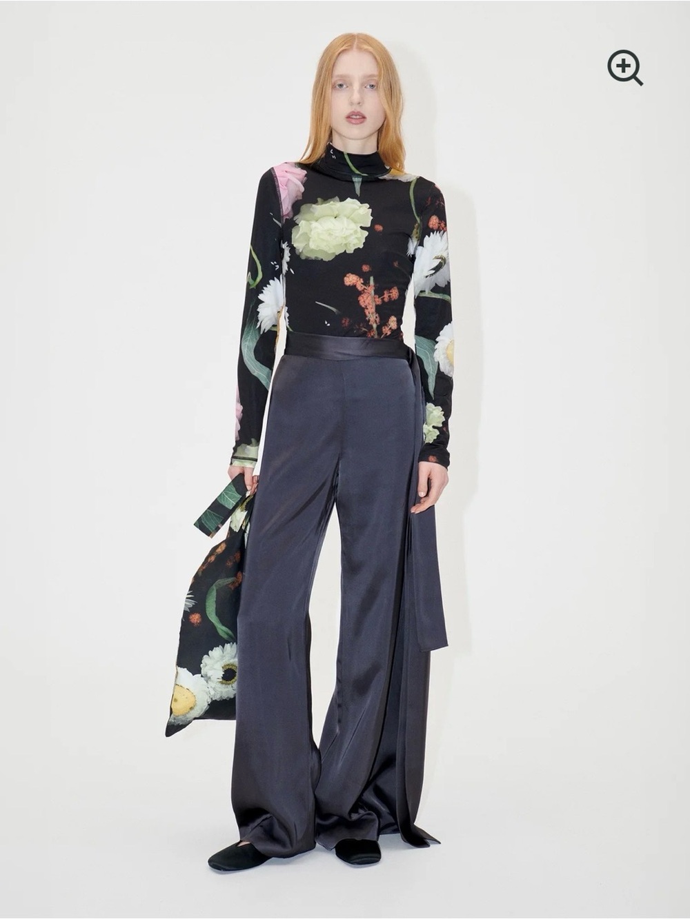 NWT Stine Goya Gracie Heavy Satin Wide-Leg Trousers in Black size XS